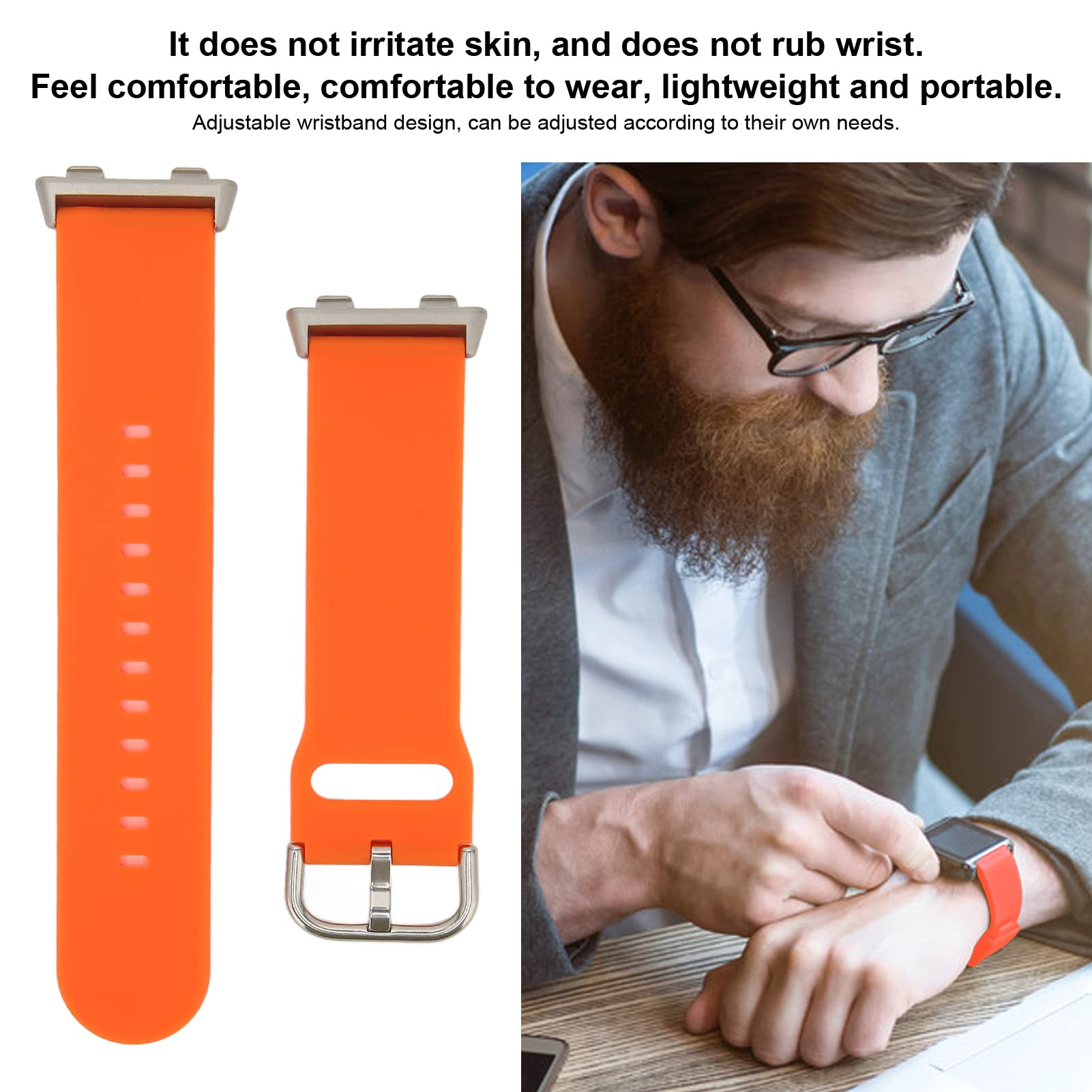 Cinturino In Silicone Per Orologio 46 Mm – Sgancio Rapido, Morbido E Regolabile (Arancione)