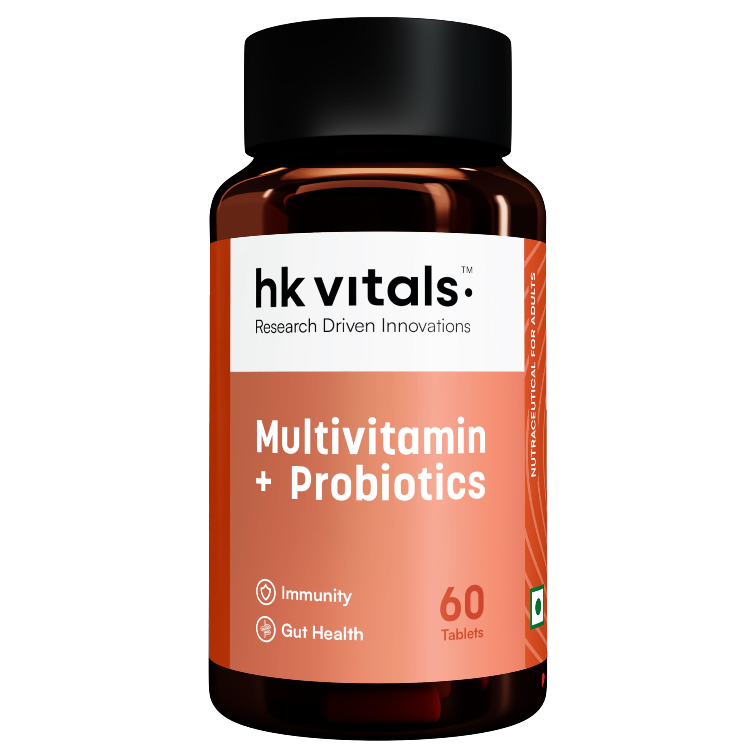 hk vitals Multivitamin Plus Probiotics (60 Tablets) | For Men and Women | Vitamin C, Vitamin B, Vitamin D, & Zinc, Supports Immunity and Gut Health