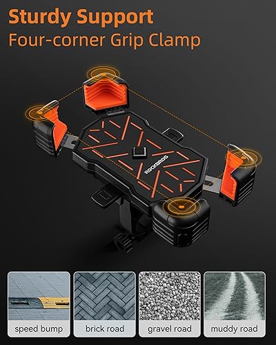 Miniatura 3 de ROCKBROS Soporte de teléfono para motocicleta, teléfonos inteligentes de 4.5 a 7.1 pulgadas, abrazadera de manillar de liberación rápida, rotación