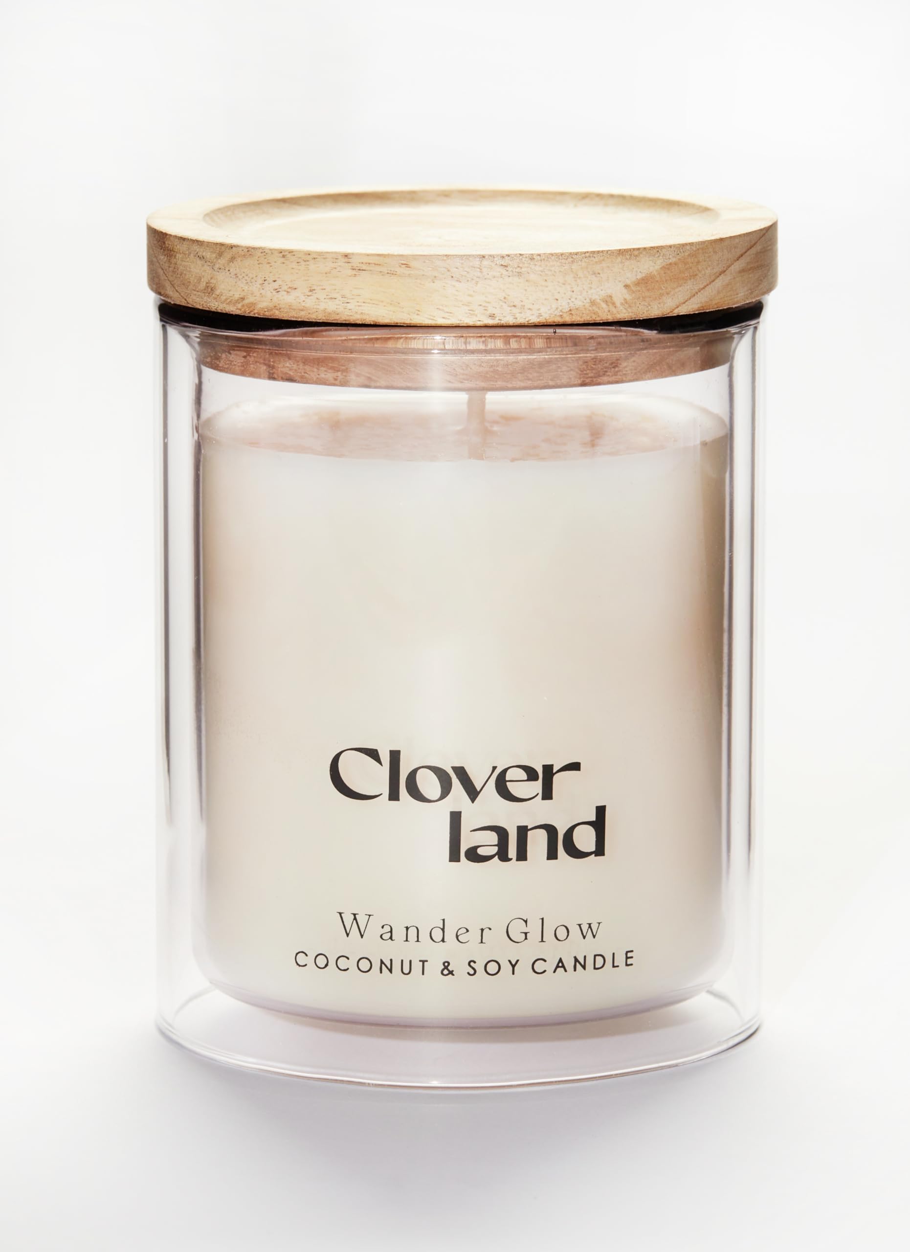 New! Wander Glow by Cloverland | Coconut-Soy Luxury Candle with Acacia Wood Floating Lid | up to 60 Hours of Slow Burn Time | Hand-Poured in USA | Quietly Luxurious Candles for Homebodies (10 Oz.)