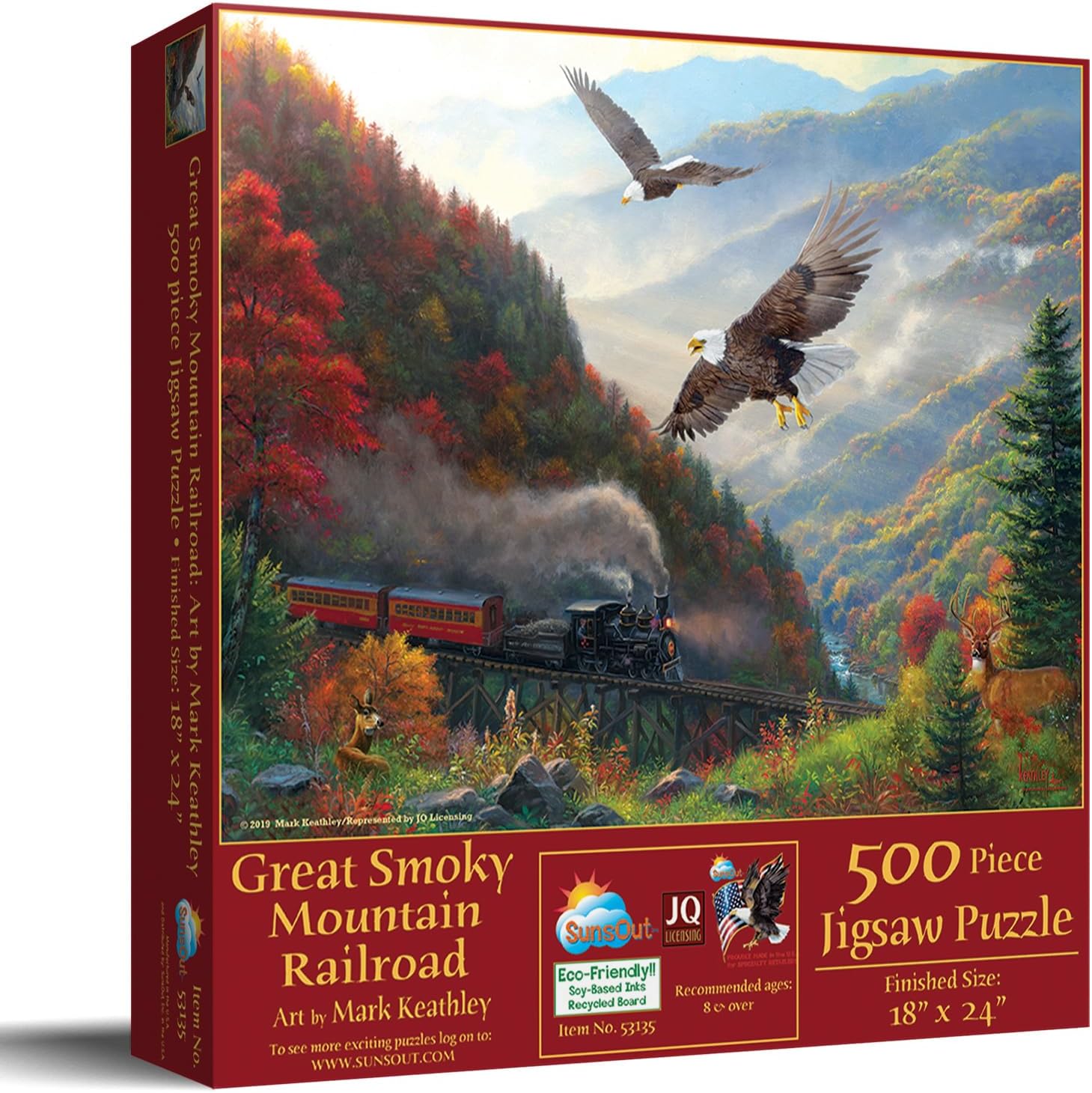 SUNSOUT INC - Great Smoky Mountain Railroad - 500 pc Jigsaw Puzzle by Artist: Mark Keathley - Finished Size 18" x 24" - MPN# 53135
