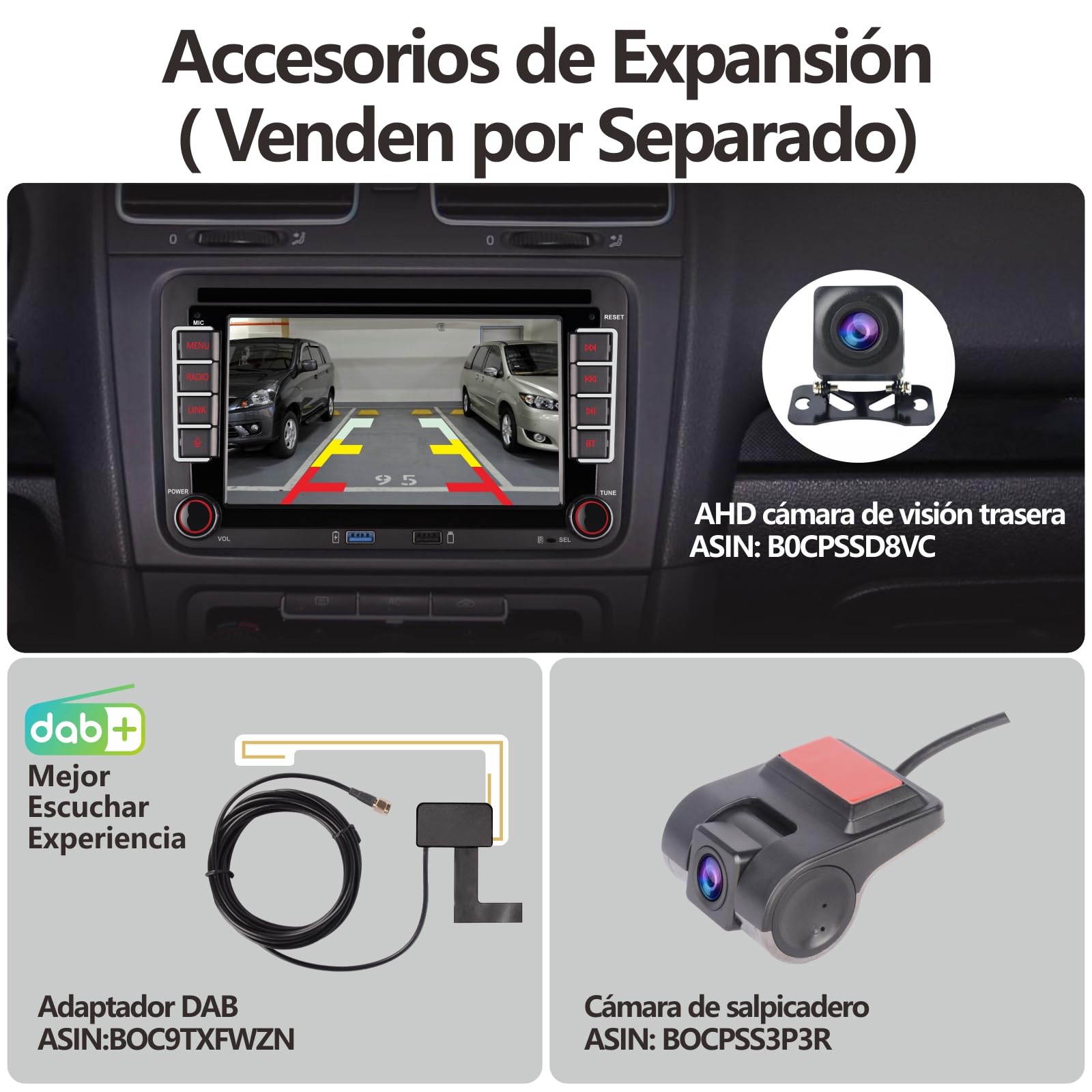 [Actualizado en 2026] Radio de Coche con inalámbrico Carplay Android Auto con IPS Bluetooth/FM/Am Radio/USB/Alta Potencia para VW Golf 5 6 Passat Jetta Caddy EOS T5 Tiguan Touran CC Polo