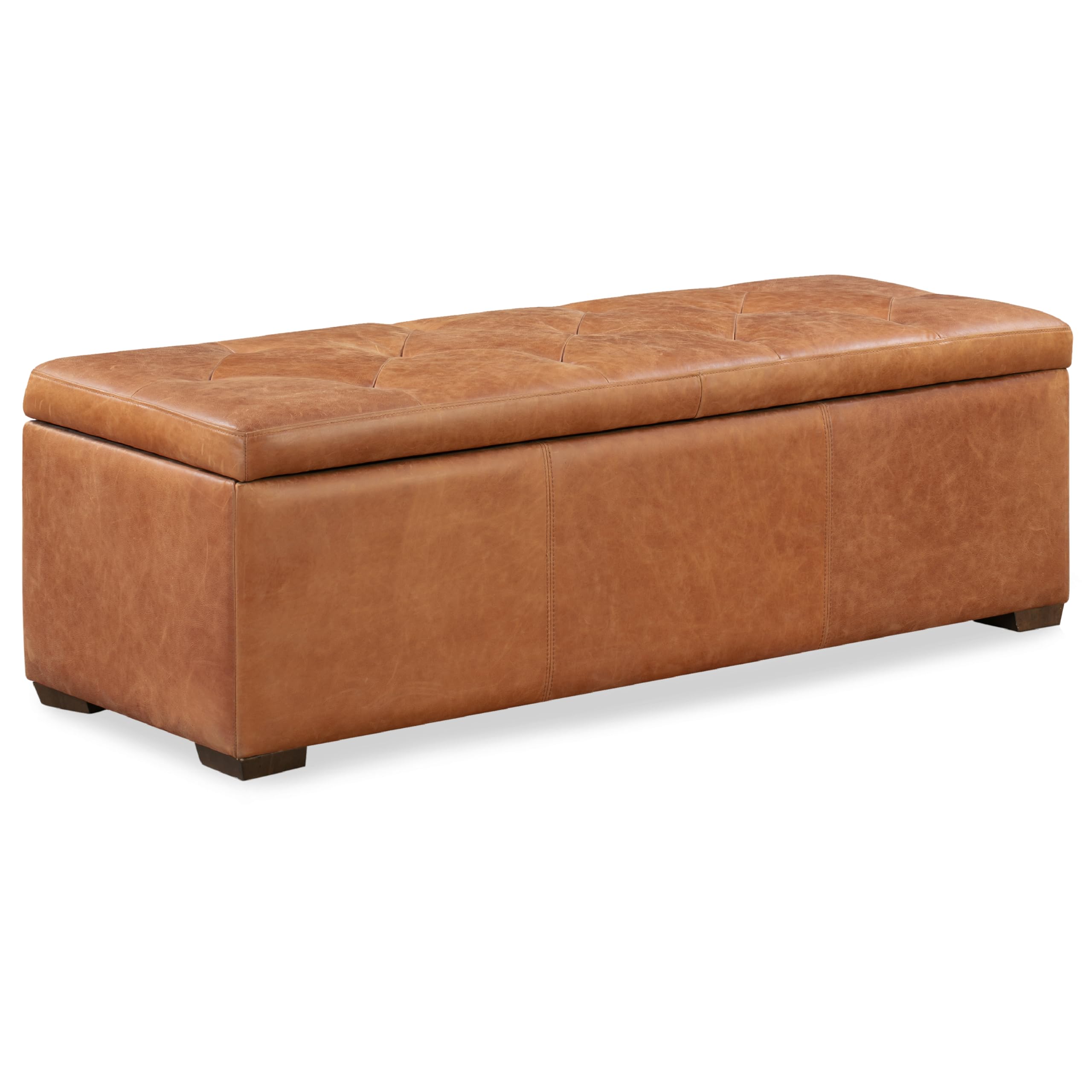 POLY & BARK Senja leather ottoman in cognac tan