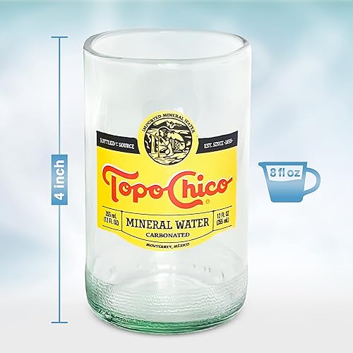 Miniatura 2 de Topo Chico - Vasos para beber de 8 onzas líquidas con borde pulido al fuego juego de 2 reciclados