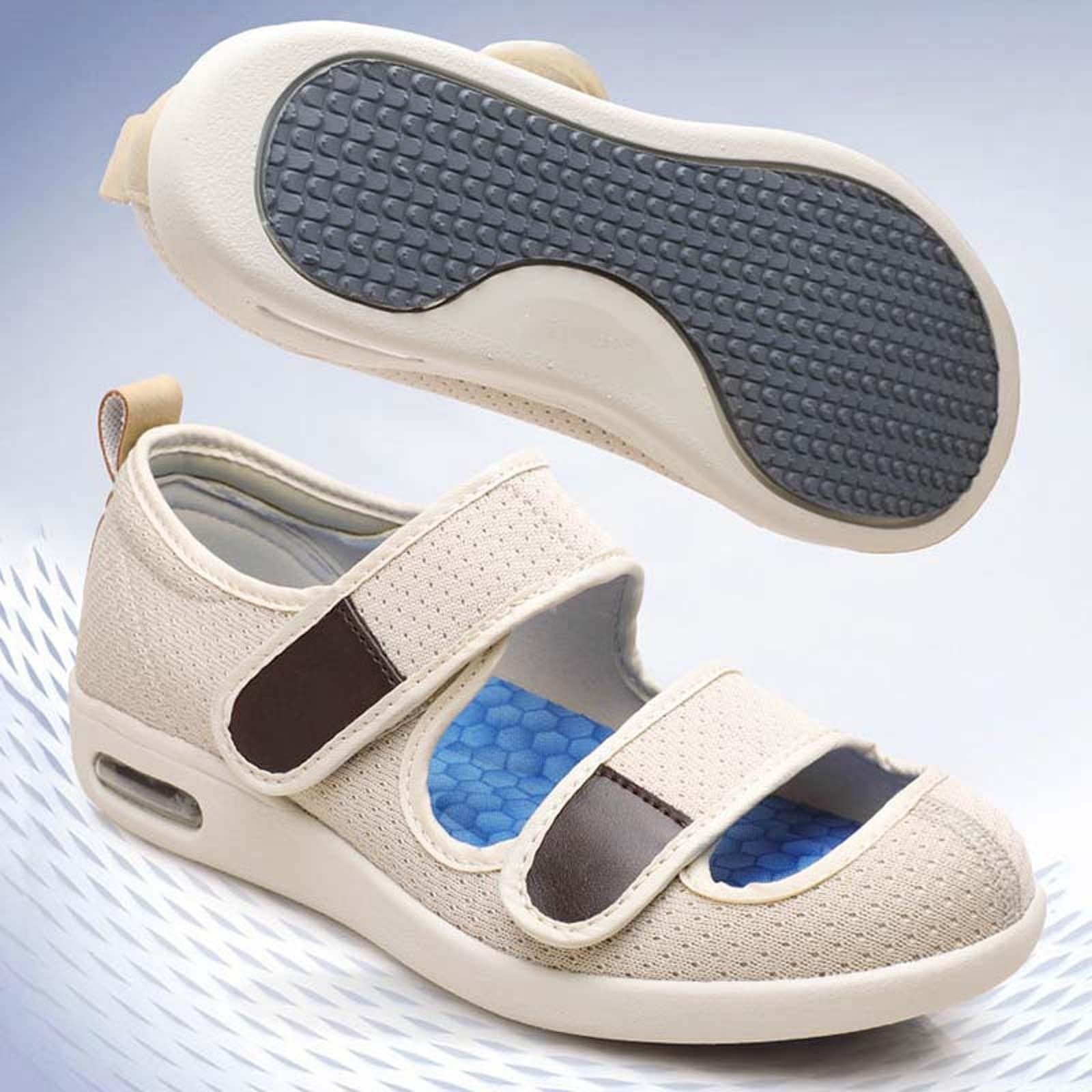 Buty dla diabetyków, buty o bardzo szerokiej szerokości Kobiety Mężczyźni, buty medyczne na opuchnięte stopy, ortopedyczne buty dla diabetyków z regulowanymi butami do chodzenia z pianki Memory(Beige,