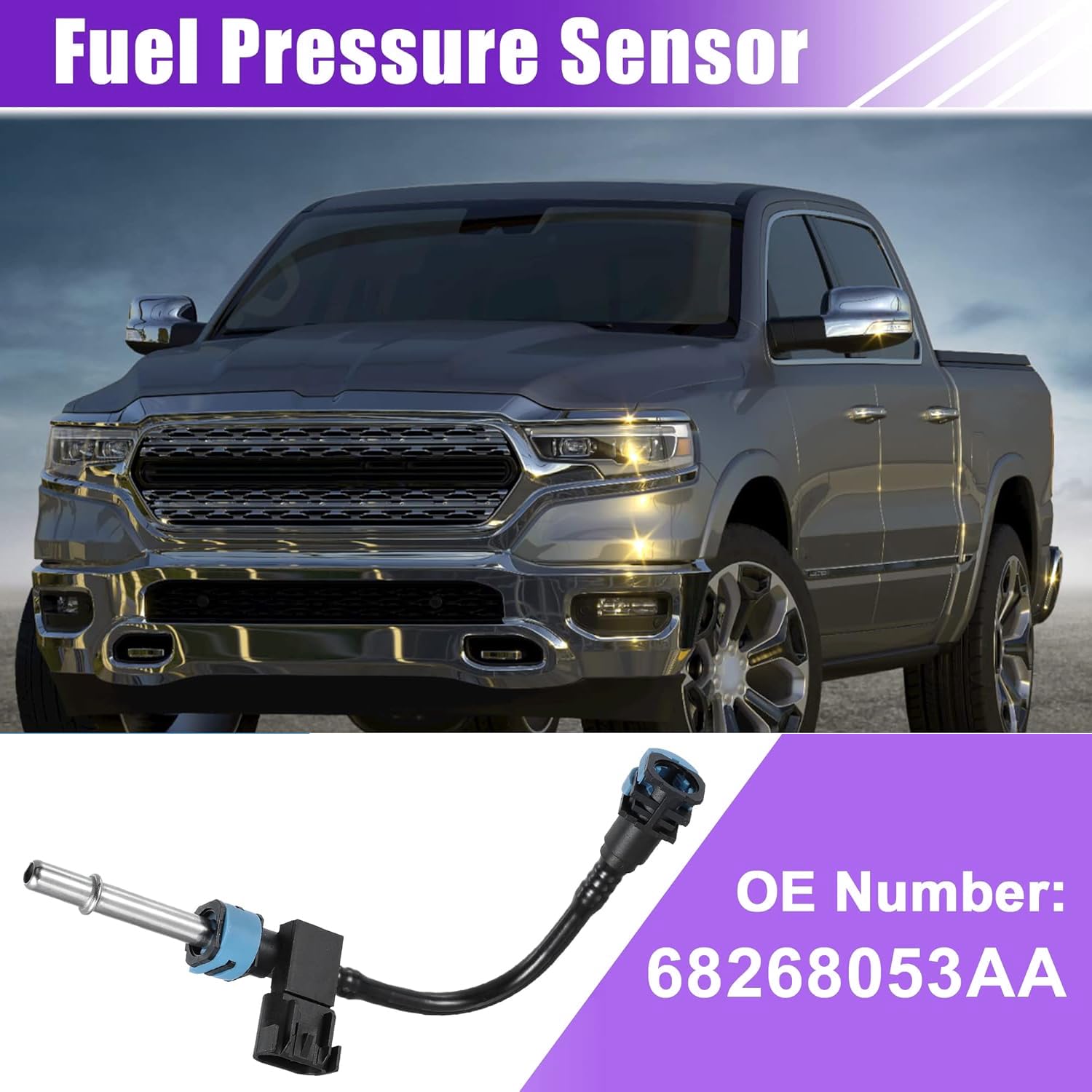 Tube de capteur de pression de carburant de remplacement pour Dodge Ram 1500 5.7L V8 2014-2018, 2019-2021 Classic, remplace les références 68268053AA, 68268053AB et 68264607AA