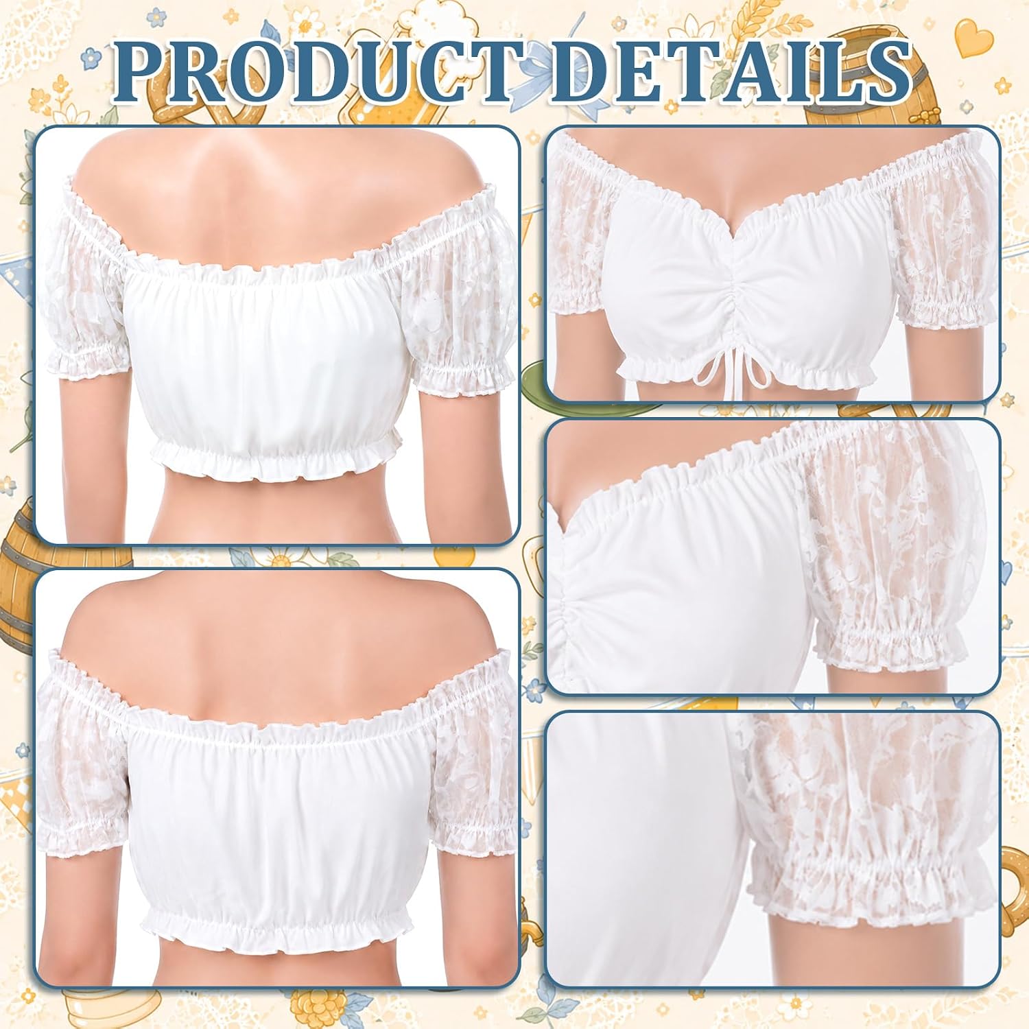 2 Pcs Women Oktoberfest Dirndl Blouse and Calf Socks
