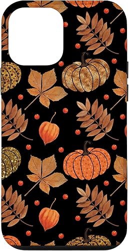 iPhone 12 Mini Otoño Hojas y Calabazas Patrón Halloween Otoño Regalos Caso