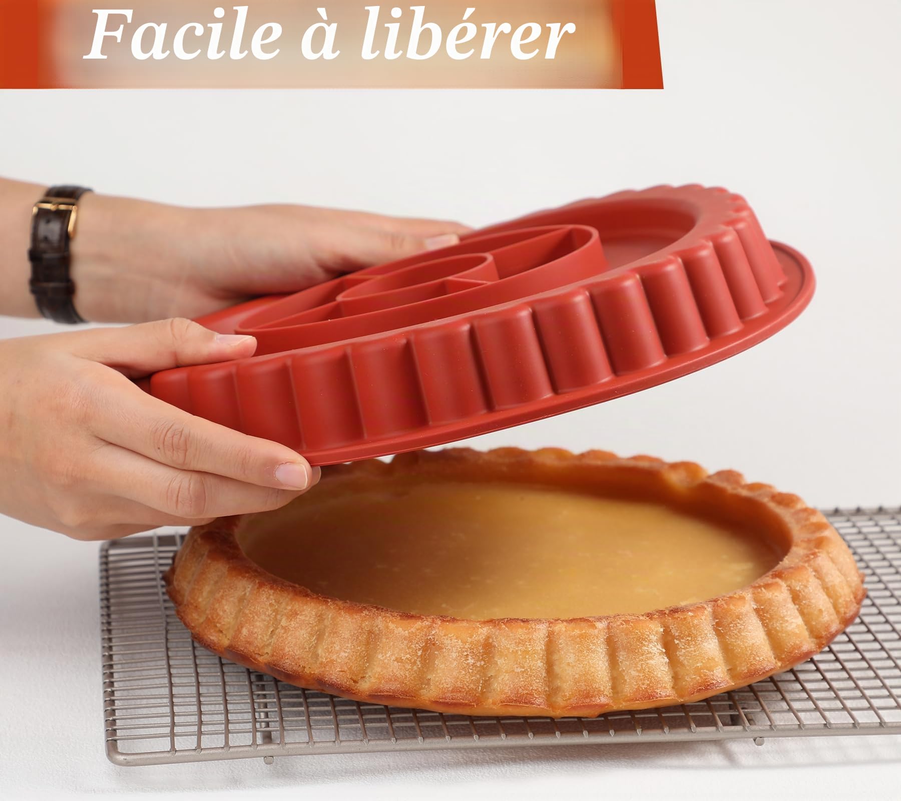 webake Moule à tarte 28 cm en silicone pour tarte aux fruits, fond de gâteau, fonds de gâteau, 1 pièce