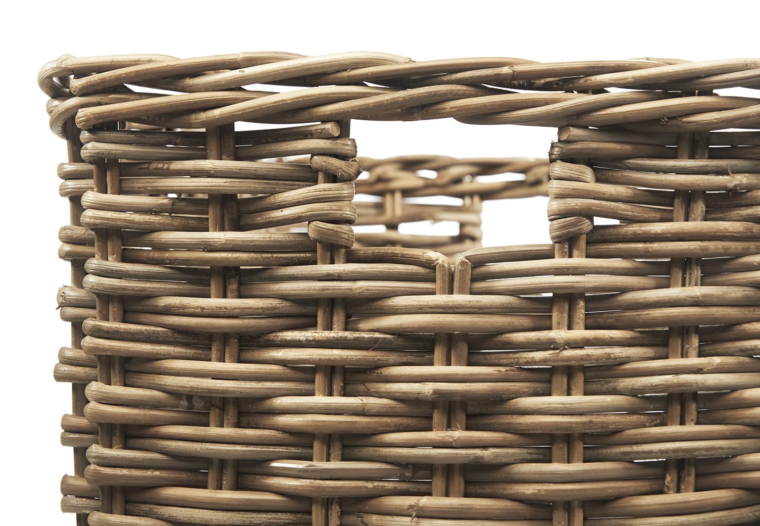 Kobolo Rattankorb eckig Gr. L Aufbewahrungskorb 51x37x30 cm Kubu Grey