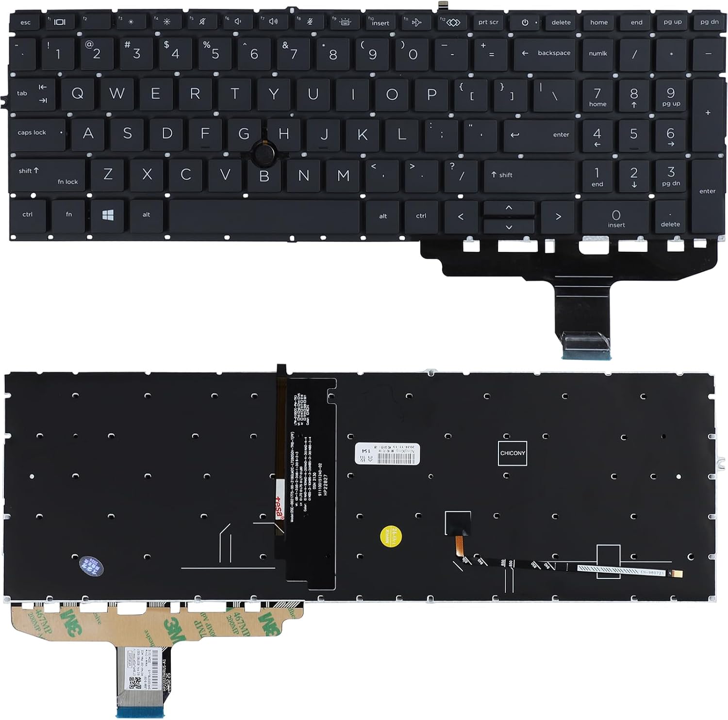 Replacement Keyboard with Backlit and Pointer for HP Elitebook 850 G7 850 G8 855 G7 855 G8 750 G7 750 G8 755 G7 755 G8, Zbook Firefly 15 G7 G8, ZBOOK Fury 15 G7 G8 HSN-I41C-5 US Layout