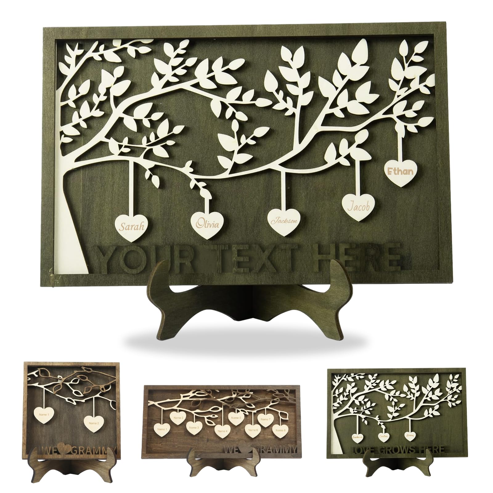 Personalized wooden Sign Custom Family Tree Sign Mom Gifts Wooden Tree Frame Engraved Wood Frame Custom Gifts for Mother, Parents, Grandma, Grandpa