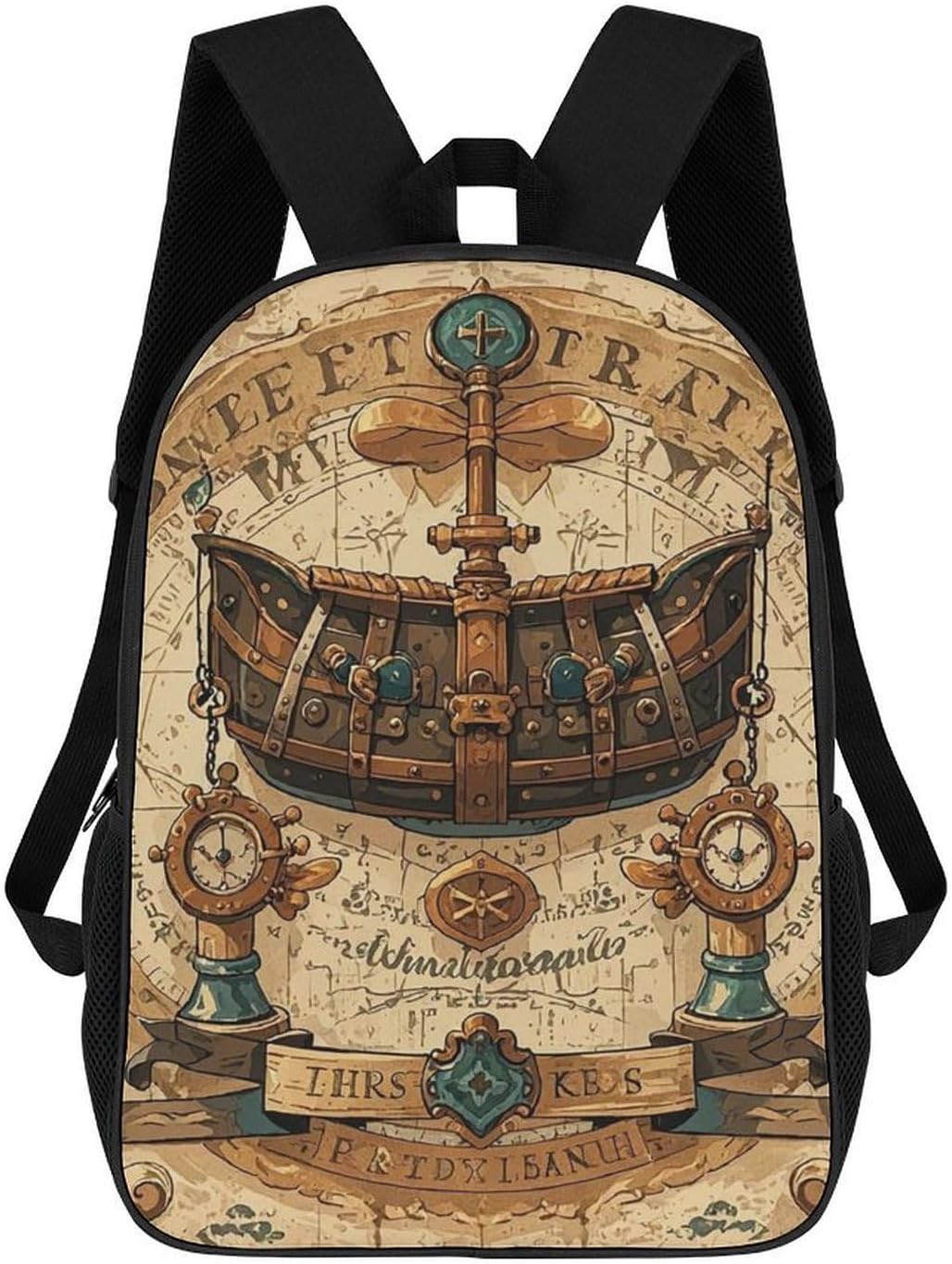 Antique Treasure Map Laptop Backpack Hiking Travel Daypack 17 Inch Casual Computer Bag for Men & Women