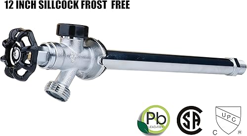 Miniatura 5 de WHK Grifo de latón para exteriores a prueba de heladas, grifo antisifón, cromo pulido, 12" MIP x 34" manguera Bibb