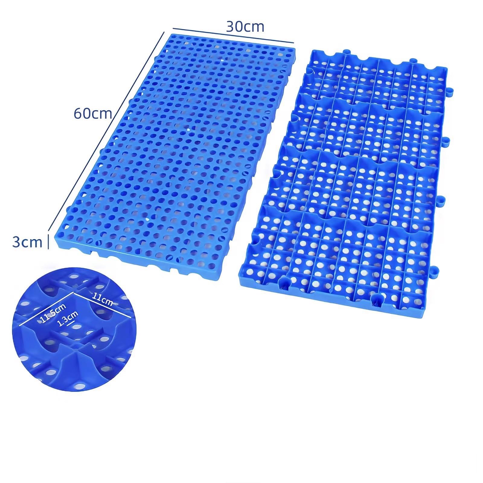 Lot de 2 palettes emboîtables étanches en plastique - 60 x 30 x 3 cm - Pour garage et sous-sol - Idéal pour supermarché et maison