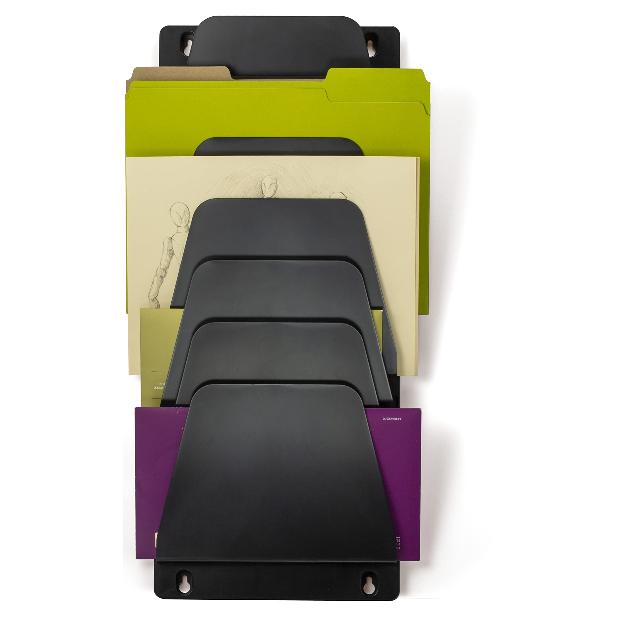 Officemate Wandordnerhalter, Brief/Legal, 7 Taschen, schwarz (21505)