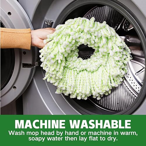Miniatura 5 de Paquete de 3 cabezales de repuesto para trapeador giratorio Libman Tornado, cabezal de repuesto de mopa giratoria de microfibra, fácil de