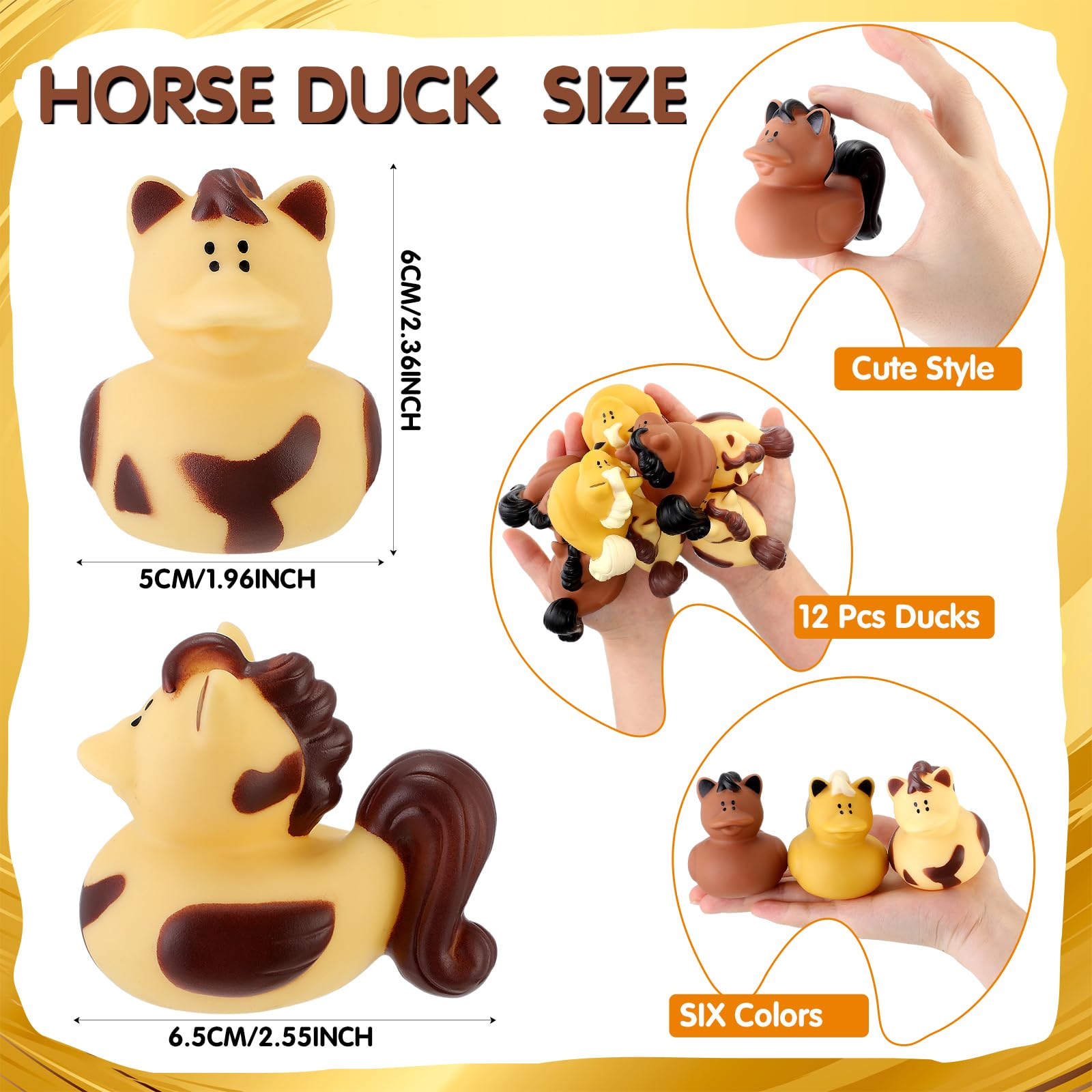 Hungdao 12 Pcs Horse Rubber Duck 2.36 Inch Bucking Bronco Ducks Pool Float Bath Decor Gift for Horse Racing Festival Boys and Girls Classroom Prizes Baby Shower Party Favors