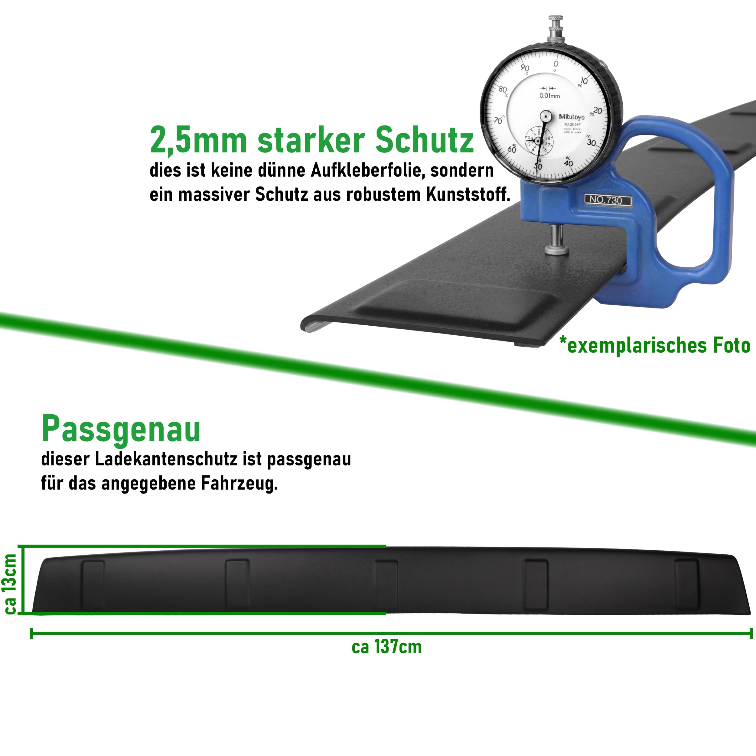 RECAMBO | Protector de Parachoques Trasero de plástico ABS | Compatible con Mercedes Vito/Clase V / W447 / año a Partir de 2014 | Resistente y Ajuste Protección Borde de Carga