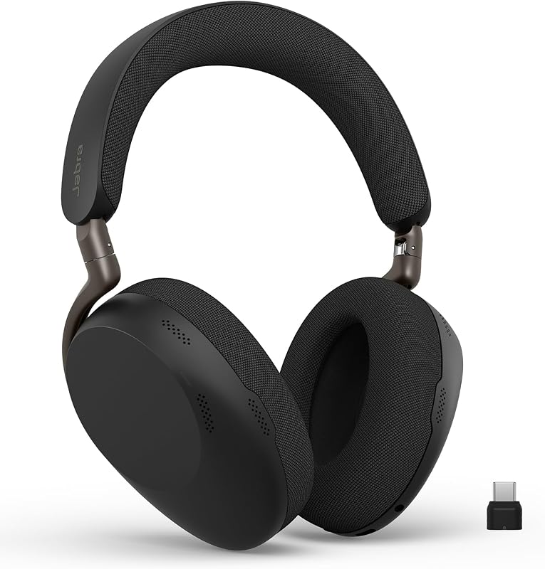 Jabra Evolve3 85 Auriculares supraaurales inalámbricos Bluetooth con micrófono, negros | USB-C, ANC adaptable, batería de hasta 25 horas, funciona con las principales aplicaciones para reuniones