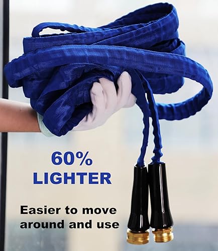 Miniatura 2 de YOTOO Manguera de jardín de 75 pies, ligera, duradera, flexible, no expandible, sin torceduras, con accesorios de latón macizo para exteriores,