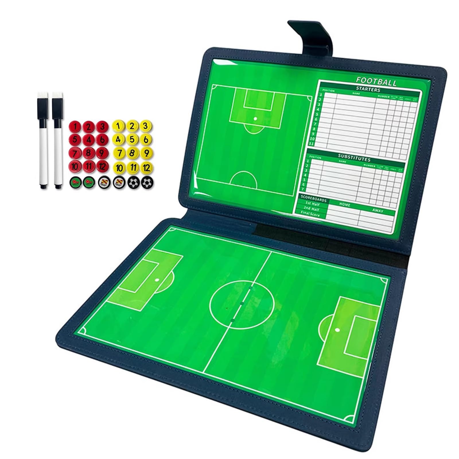 Pizarra Magnética para Entrenamiento de Fútbol, Pizarra Táctica de Fútbol con Accesorios, con Marcadores y Fichas Magnéticas, Doble Cara, Ideal la Enseñanza