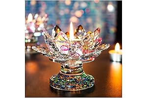 Enchanting Lotus: H&D HYALINE & DORA Crystal Lotus Flower Rotating Birthday Candle Holder