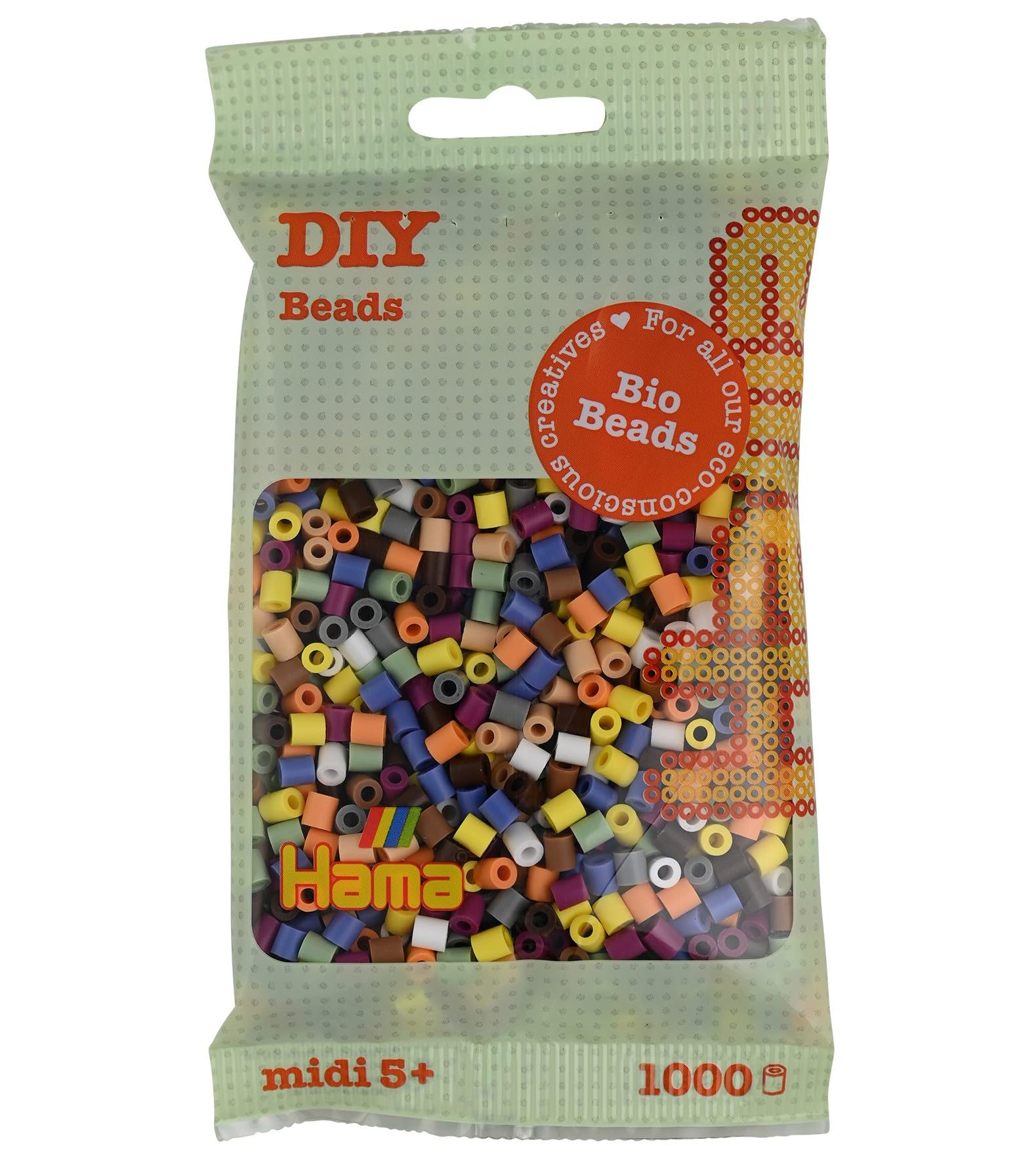 Hama Midi Bio Beads Bag Mix | Approx. 1000 Fuse Beads | Mosaic Decoration Arts & Craft for Creative Children Ages 5+ | Assorted Colors