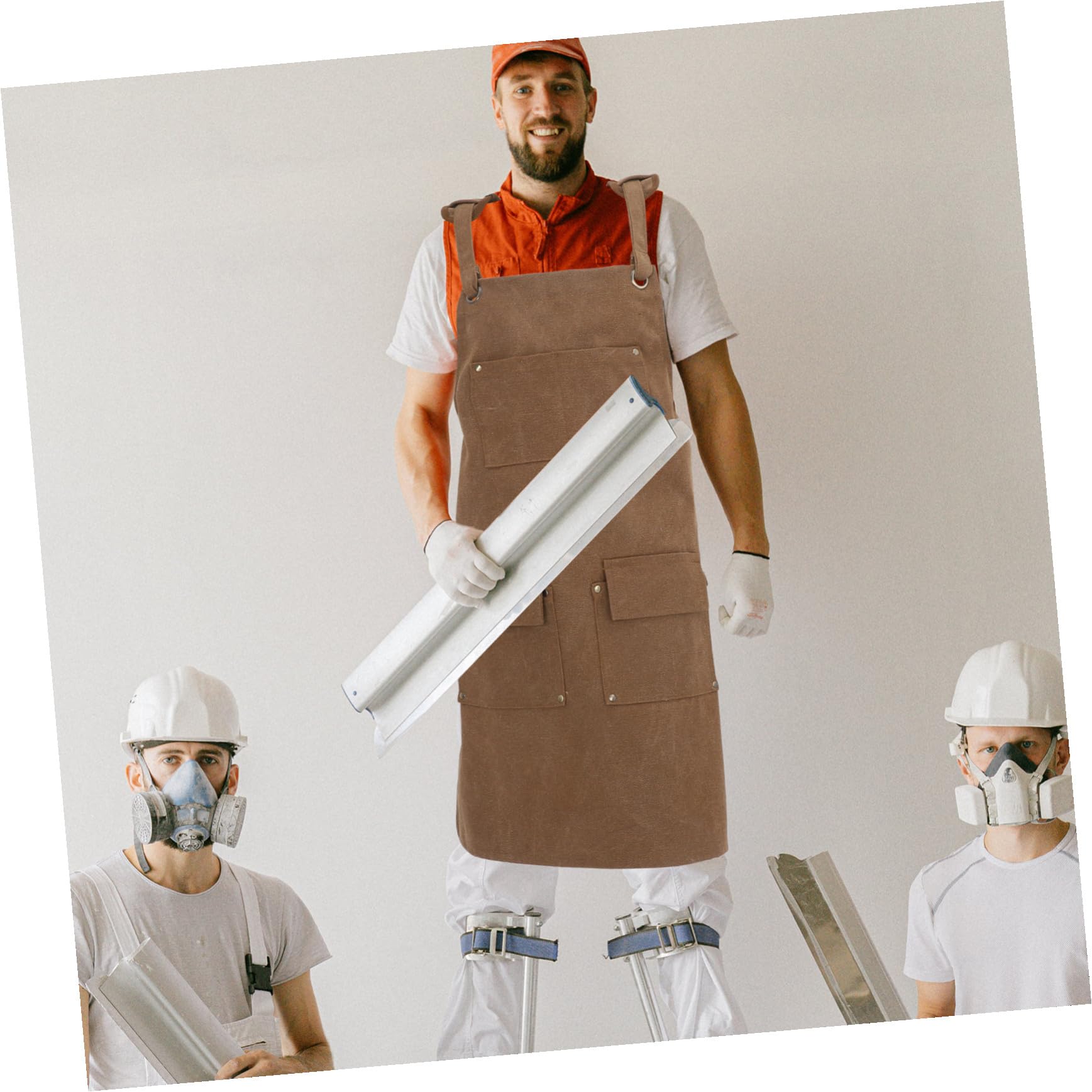 Delantal de Lona para Trabajo con Bolsillos Múltiples Tirantes Ajustables y Protección Completa para Carpintería Jardinería y Taller Unisex