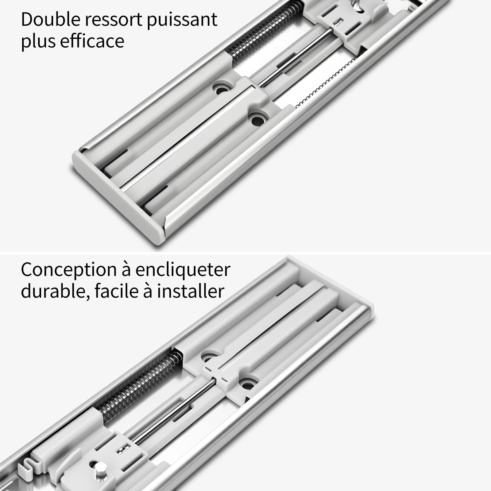 HLC glissiere pour tiroir 6 paires (12pcs), 50cm Glissières de tiroir à fermeture automatique douce, extension complète avec glissières à roulement à billes, coulisse tiroir 100 lb de capacité