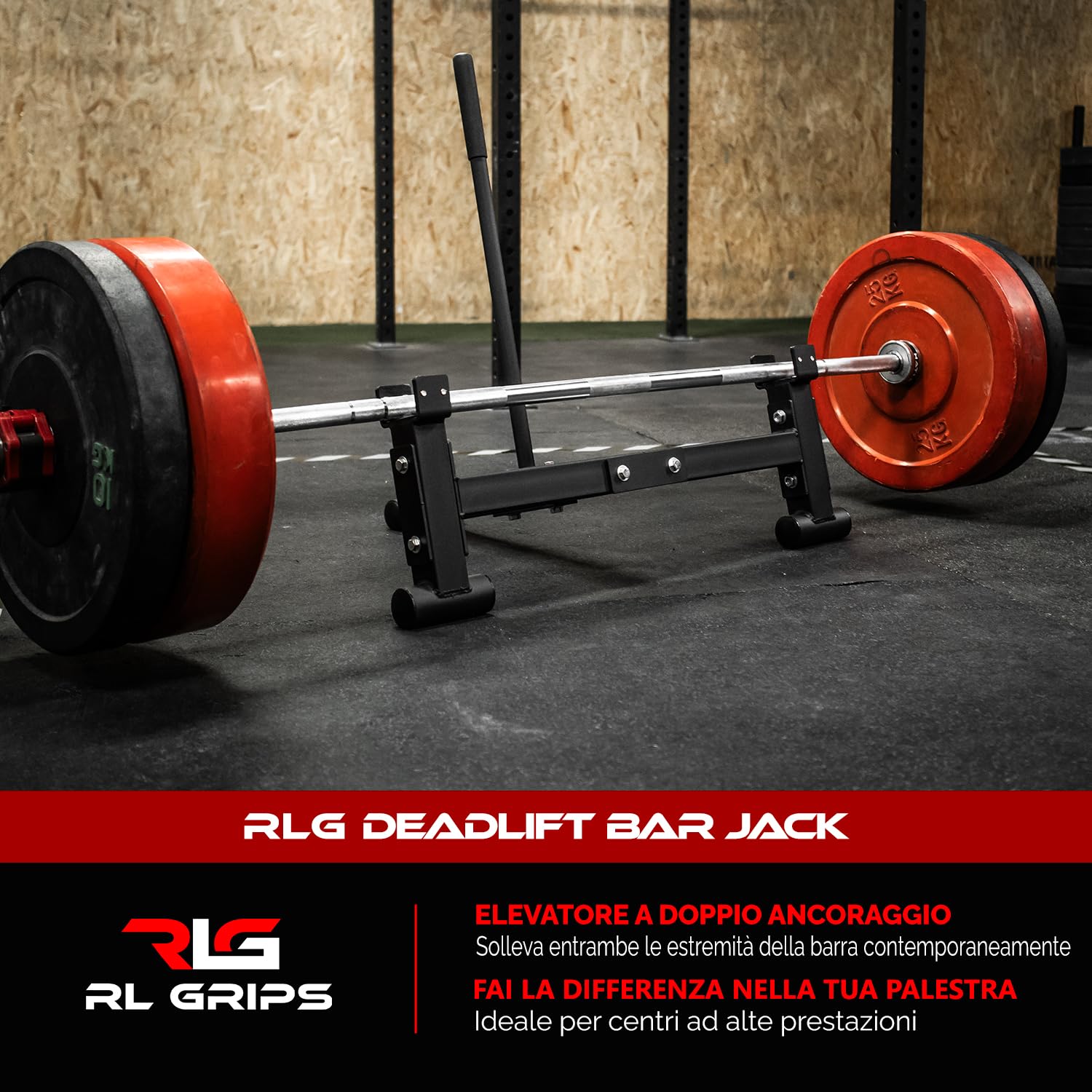 RL Grips - Deadlift Bar Jack - Sollevatore per Stacco da Terra in Acciaio Resistente - Supporto di Carico per Powerlifting, Sollevamento Pesi, CrossFit e Palestre Professionali