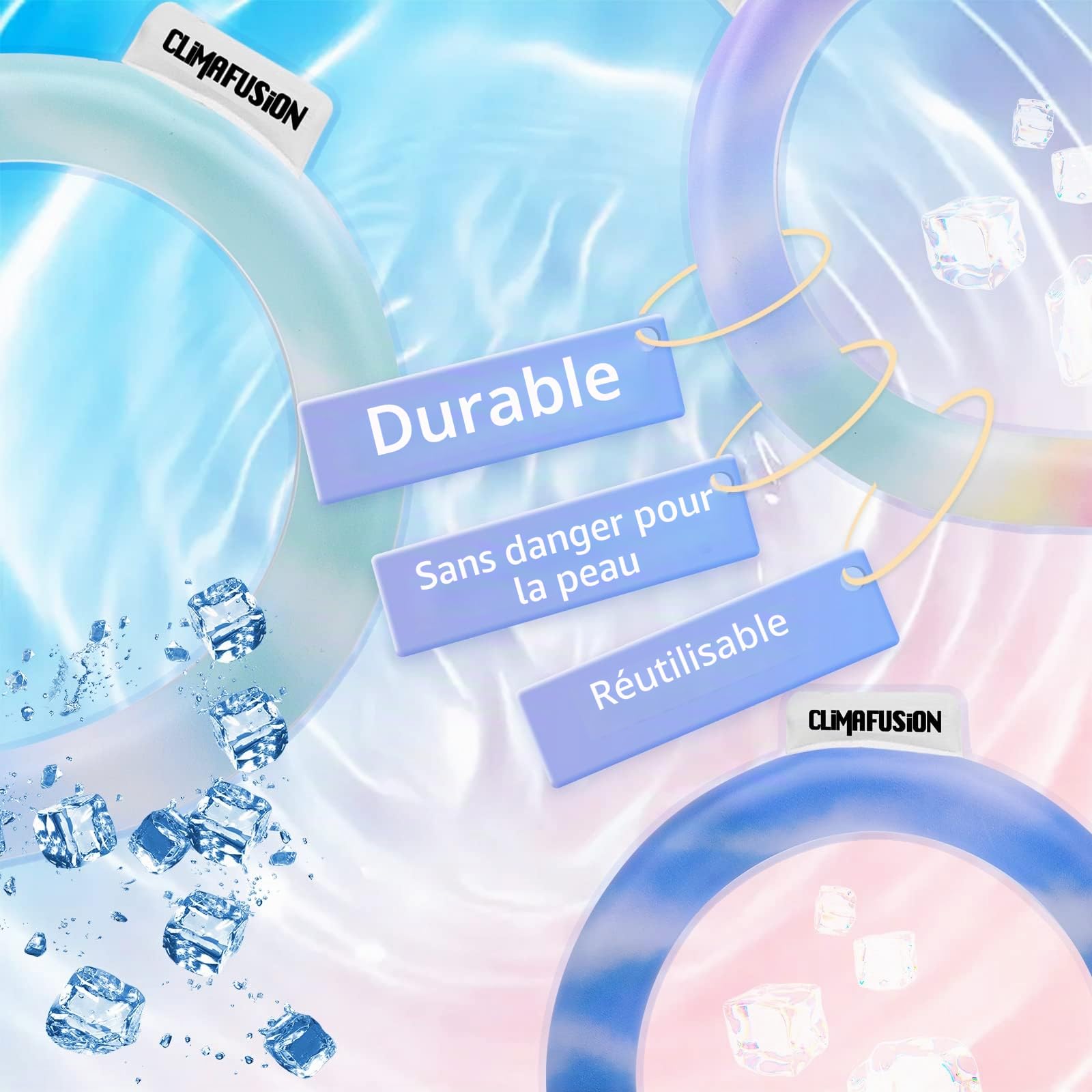 Anneau de refroidissement pour le cou dégradé commence à moins de 15 °C, réutilisable et portable pour la chaleur estivale, extérieur et intérieur (Vert)
