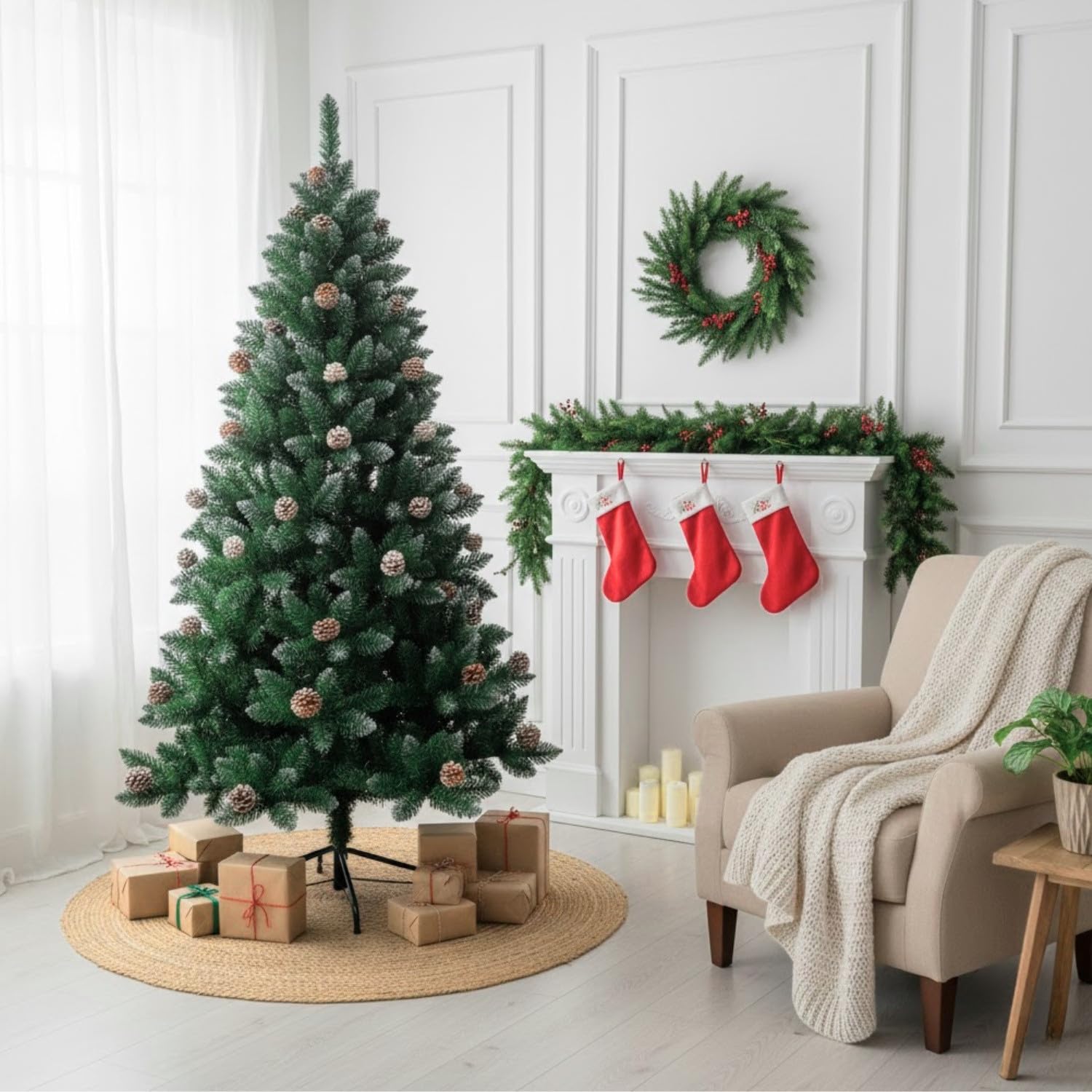 DAYRON - Árbol de Navidad Artificial de 180 cm en Verde con 800 Ramas Abatibles y Soporte Metálico Plegable, Montaje Rápido y Fácil de Guardar | 800 Ramas, Ramas Abatibles, Soporte Metálico Plegable, Montaje Rápido, Fácil de Guardar