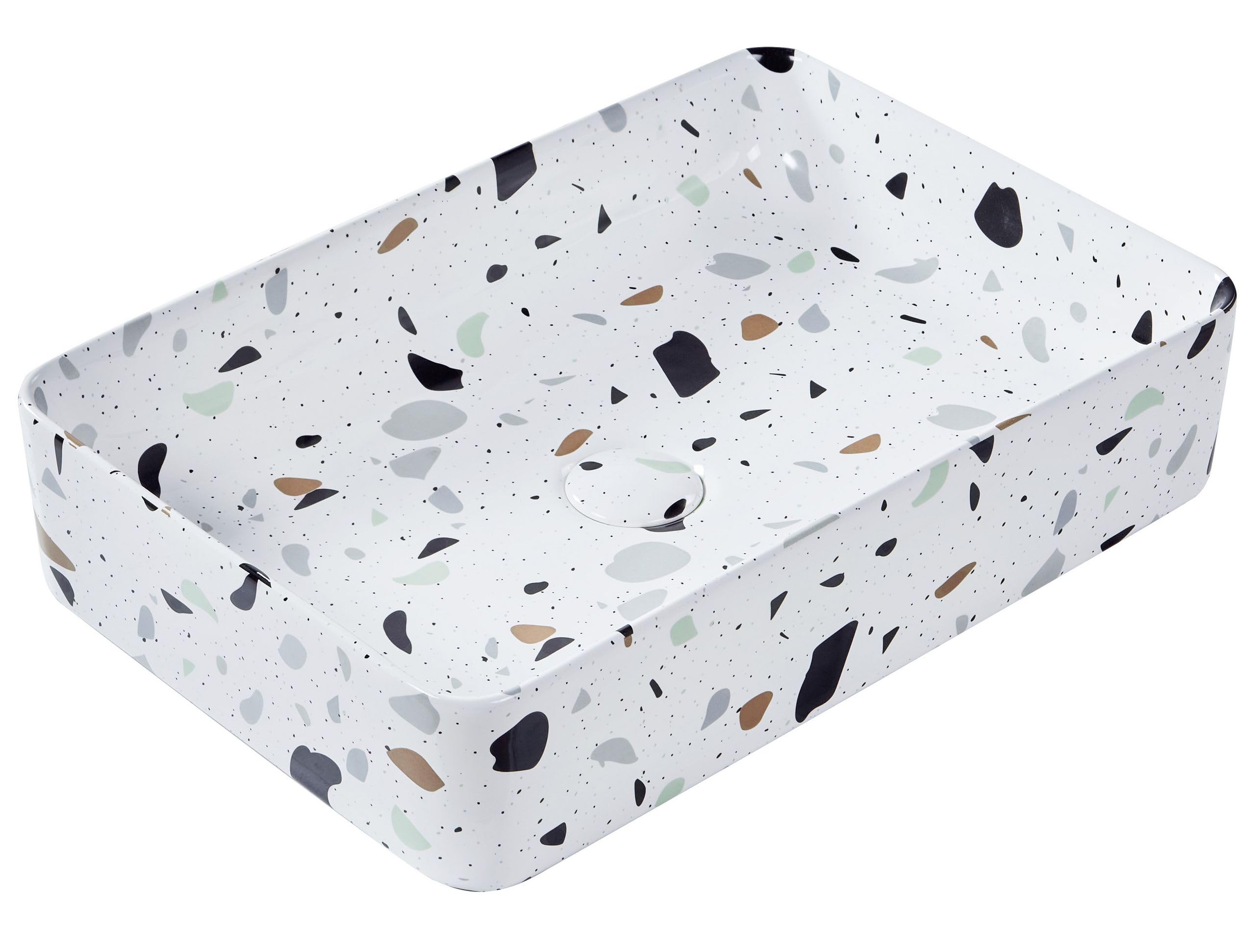 Umywalka łazienkowa nablatowa ceramiczna z efektem lastryko prostokątna 61 x 35 cm Nules