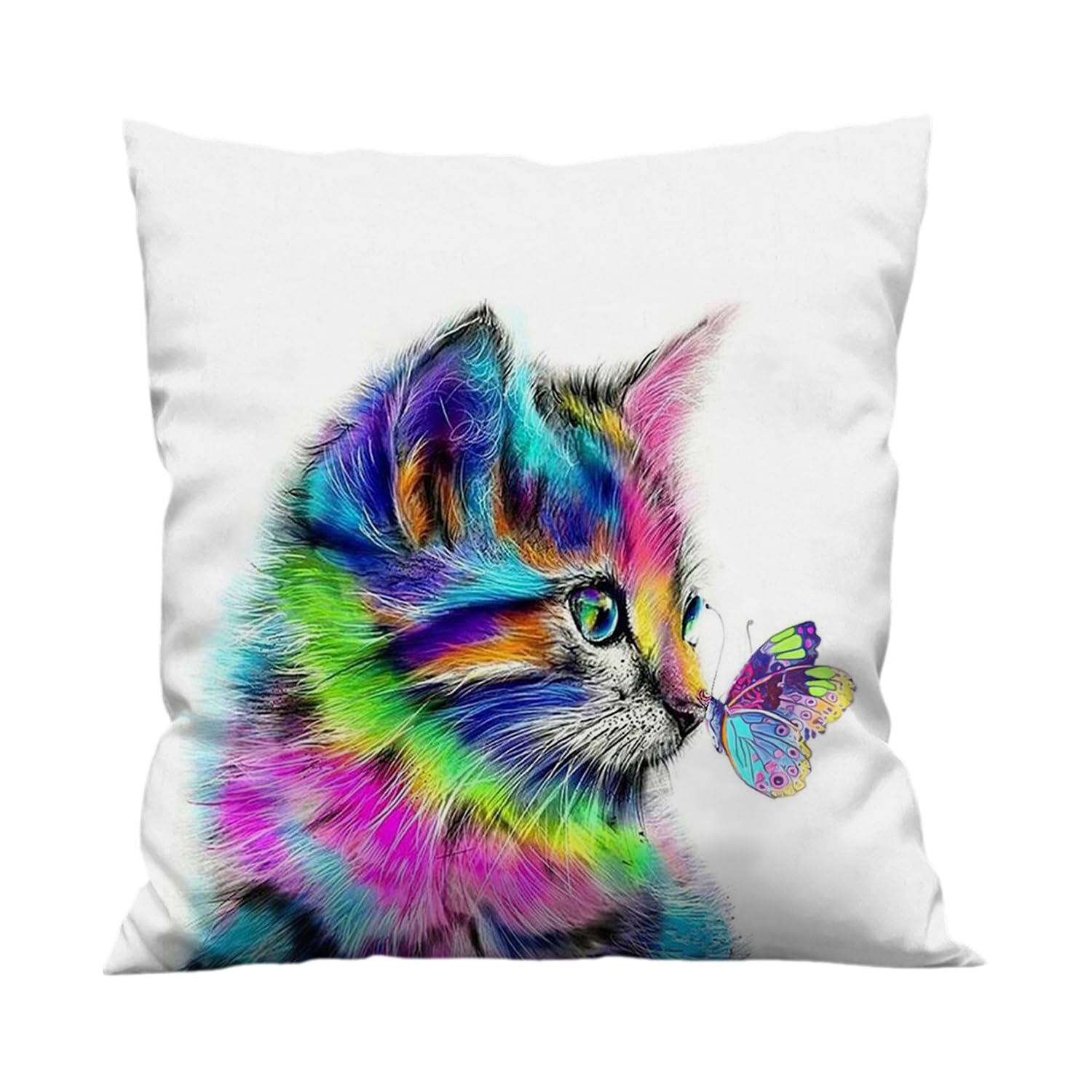 DHSBGWSX 1 funda de cojín, funda de cojín para gato, accesorio de decoración, funda colorida para cojín de gato, decoración del hogar, funda de cojín de regalo para gatos