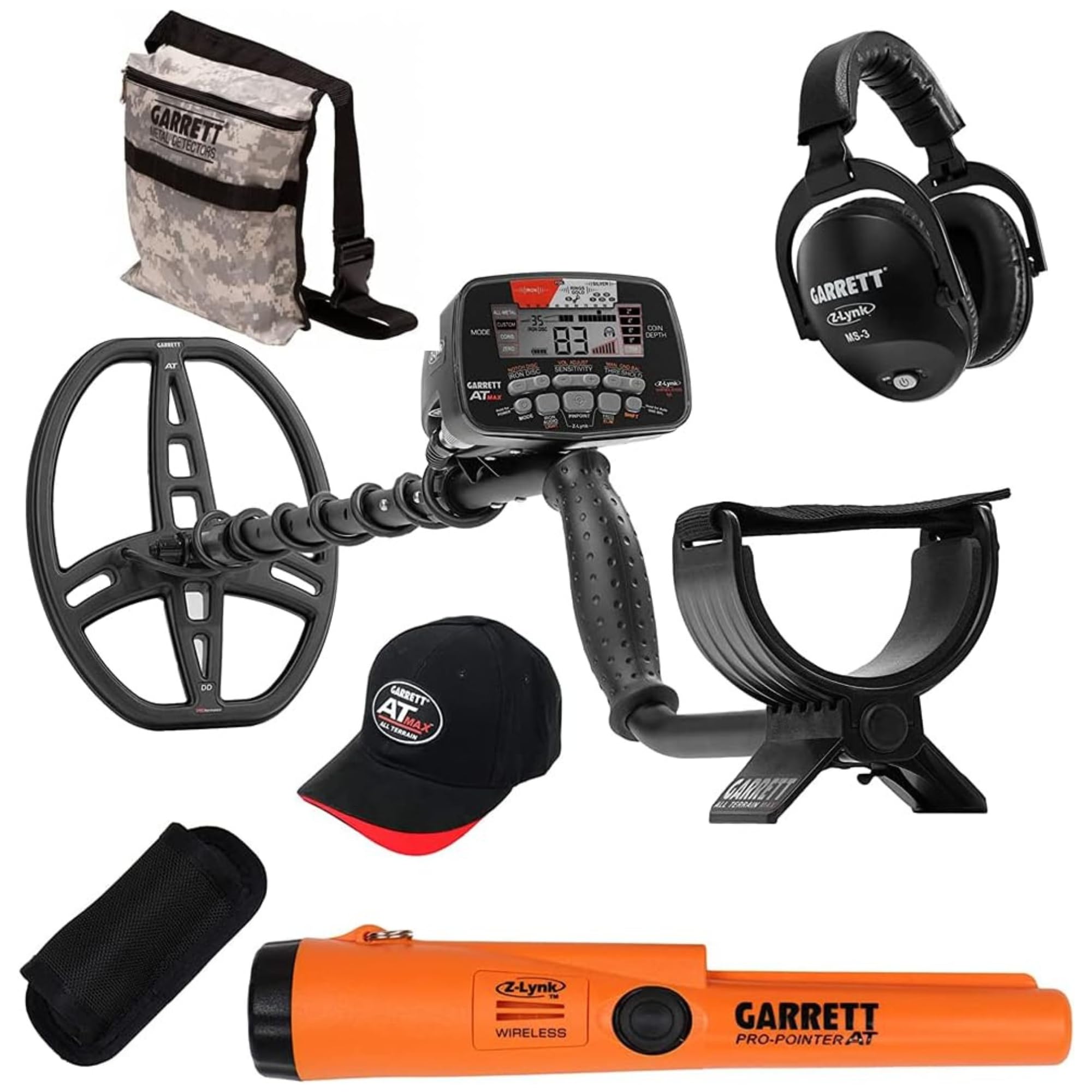 Garrett Metal Detectorsat Max + at Pro-Pointer Z-Lynk + Camo Pouch Bundle