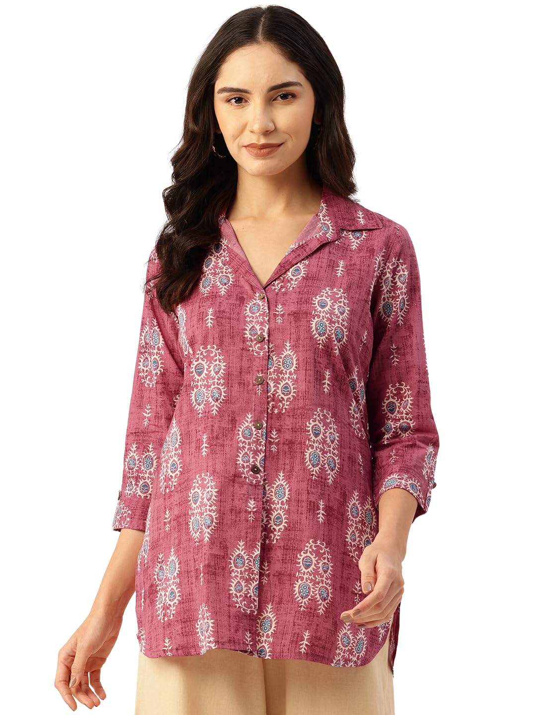 Lee Classic Collared Cotton Shirt with 3/4 Sleeve for a Timeless Casual Look in neutral