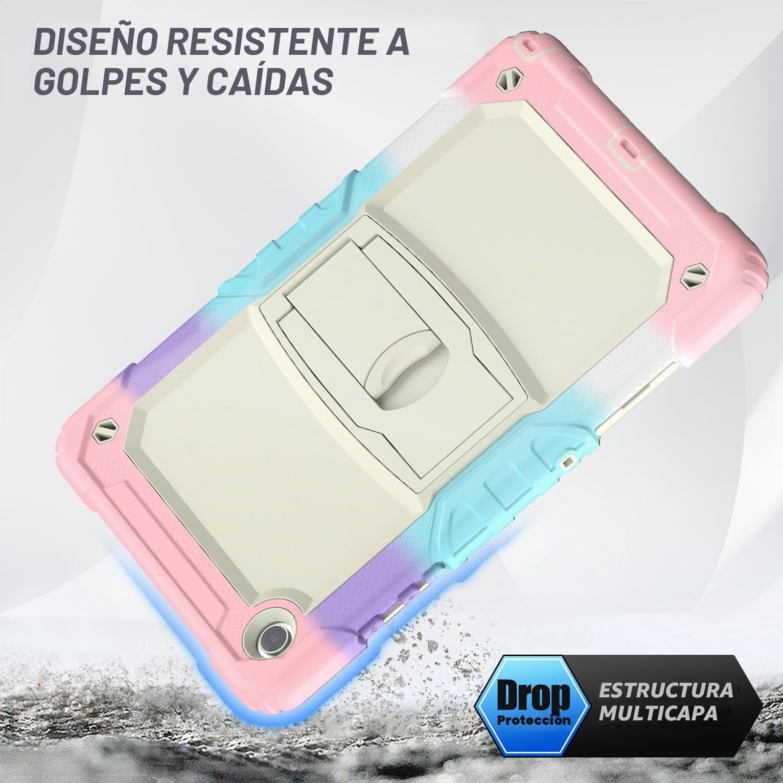 SEYMAC Funda para Samsung Galaxy Tab A11+ Plus/A9+ 11"(2025/2023), Funda Tab A11 Plus a Prueba de Golpes con Protector de Pantalla/Soporte Plegable/Correa para el Hombro, SM-X230/X235/X236B, Rosa