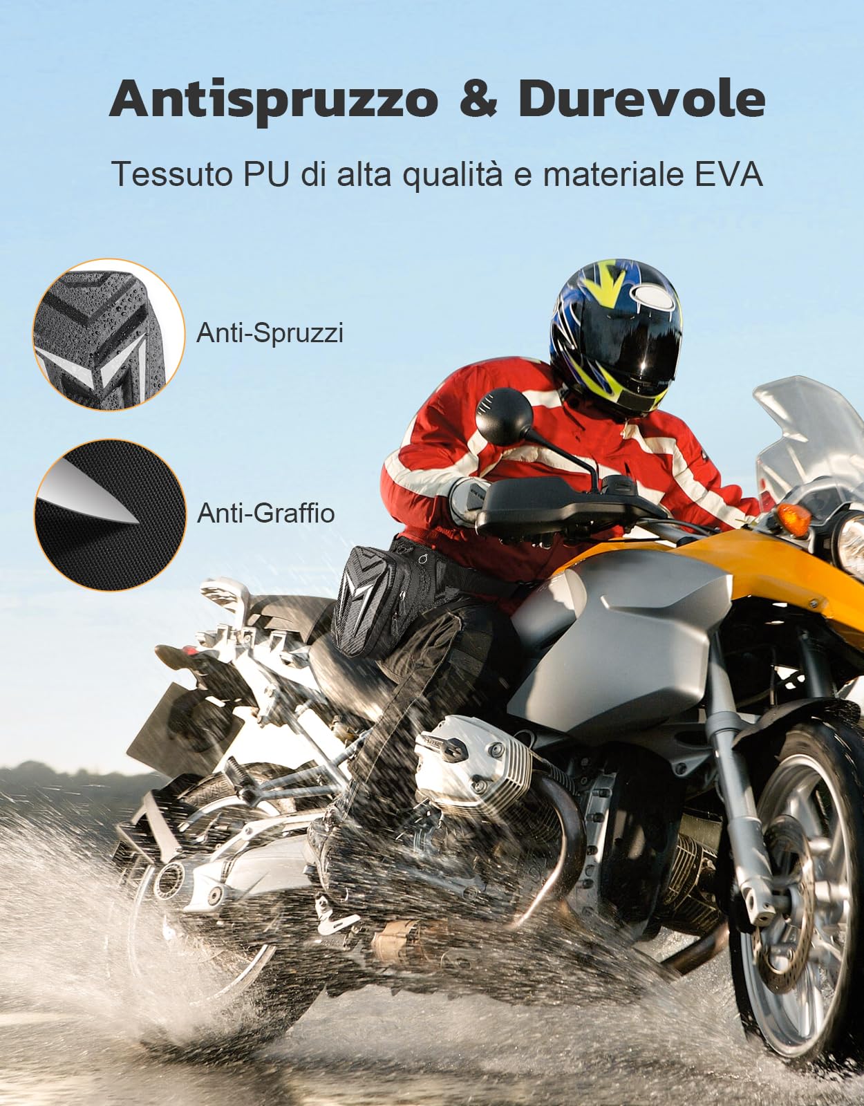 Mohard Marsupio Moto Espandibile EVA Borsa Cintura Cosciale Regolabile Borse Serbatoio Moto Striscia Riflettente