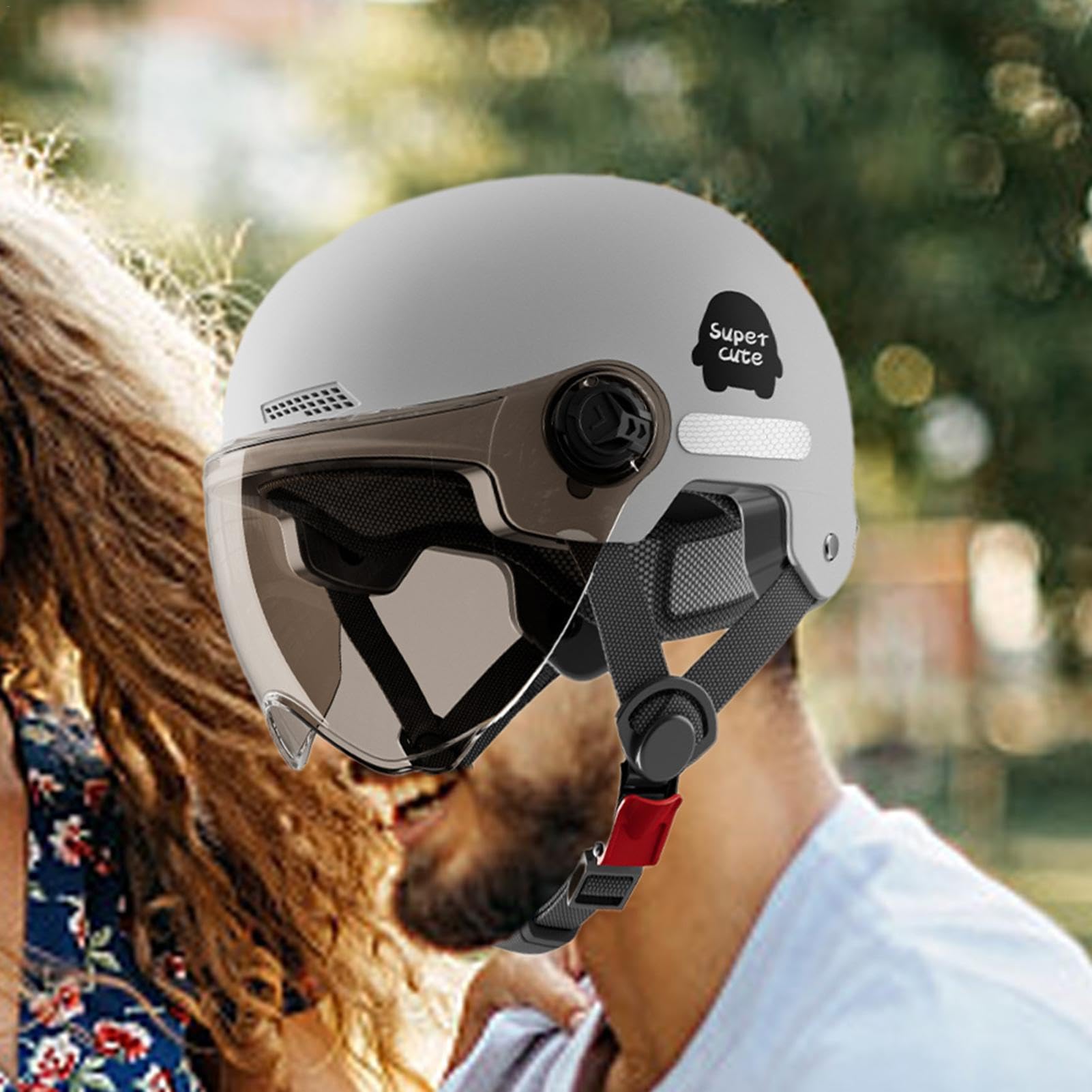 Copricapo per Adulti Motocicletta, Mezzo Copricapo Motocicletta | Casco da moto con visiera aperta parasole - cappello semi-sicuro da motociclista da motocross per uomo donna