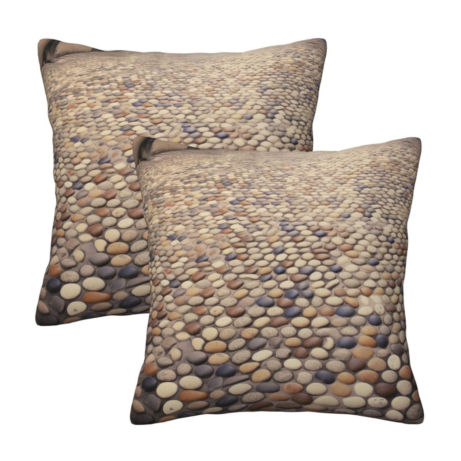 Cobblestone Throw Pillow Cases 2 Pack Square Pillowcases Soft Pillow Protectors for Couch Livingroom Sofa Bed Office Car,45x45 CM
