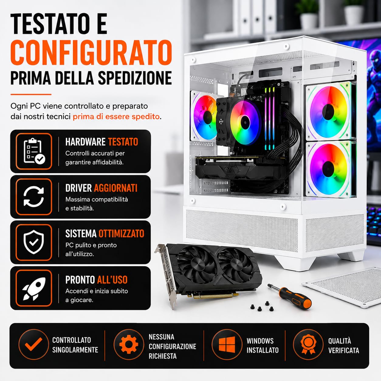 Generico Pc Gaming Fisso Computer Gaming con i5 - GTX 1050 Ti GDDR5 RAM 16 GB - 240 GB SSD + 1000 HDD Windows 11 + Wifi | Pc Fisso Potente Prestazioni Elevate nei Giochi | Pc per Gamer Pronto All'Uso