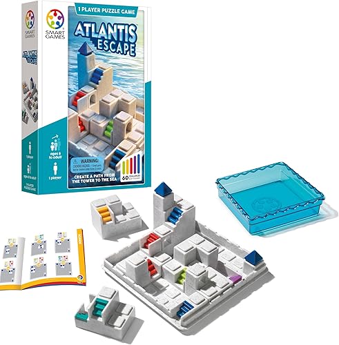 SmartGames Atlantis Escape; un juego de viaje de construcción de caminos en 3D para niños y adultos, un juego de desarrollo de habilidades
