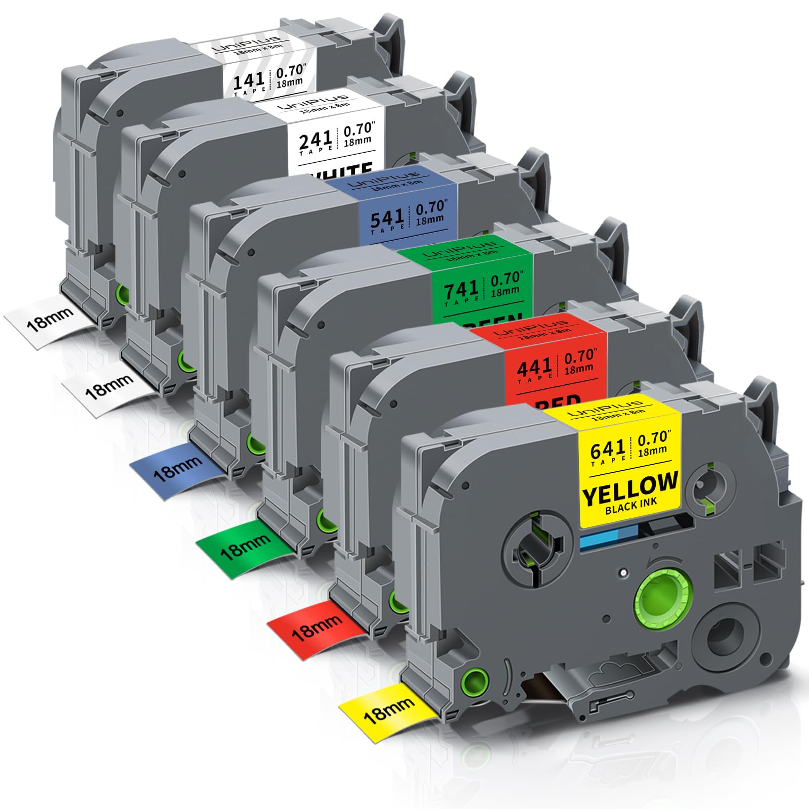 UniPlus Replacement Label Tape for Brother P-Touch TZe TZe-241 TZe-141 TZe-441 TZe-541 TZe-541 TZe-541 TZe-641 TZe-741 Use for Brother 1000 PT-1010 PT-D400 PT-D450 PT-D600 PT-1830