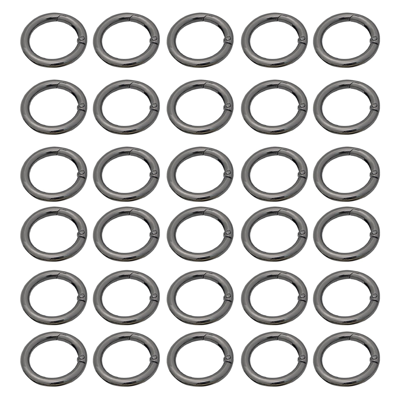 30 Pcs Spring O Rings, 20 mm Round Carabiner Snap, Zinc Alloy Buckle O Clips for DIY, Keyrings, Bags, Camping, Black