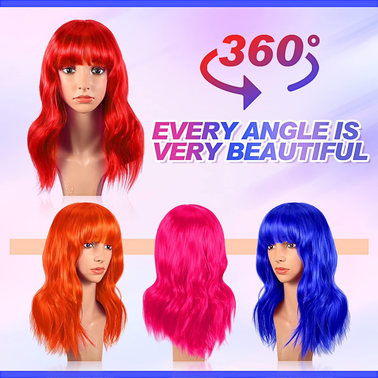 Synthetic Wavy Bob Wig With Air Bangs Shoulder Length Cosplay Party Wear Amazon.com: Crowye 8 Pcs 12 main image 4