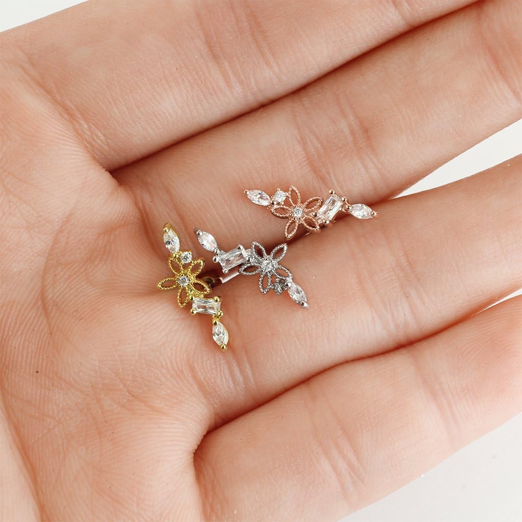 Ohr Piercing Barbell Tragus - 316L Edelstahl Mit Zirkonia Herz | Gold & Roségold