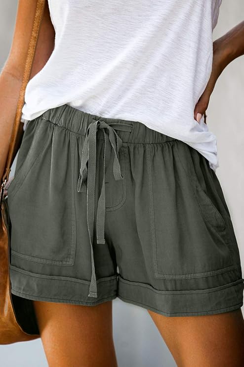 CHICZONE Womens Shorts Comfy Drawstring Elastic Waist Summer Shorts with Pockets Casual Pants