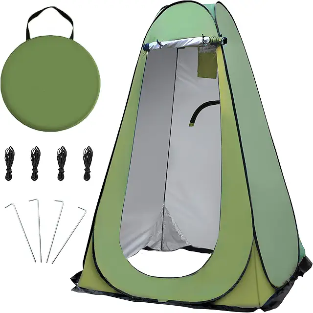 OUUTMEE Pop-Up Shower Tent: Portable UV/Rain Privacy Shelter for Outdoor Use