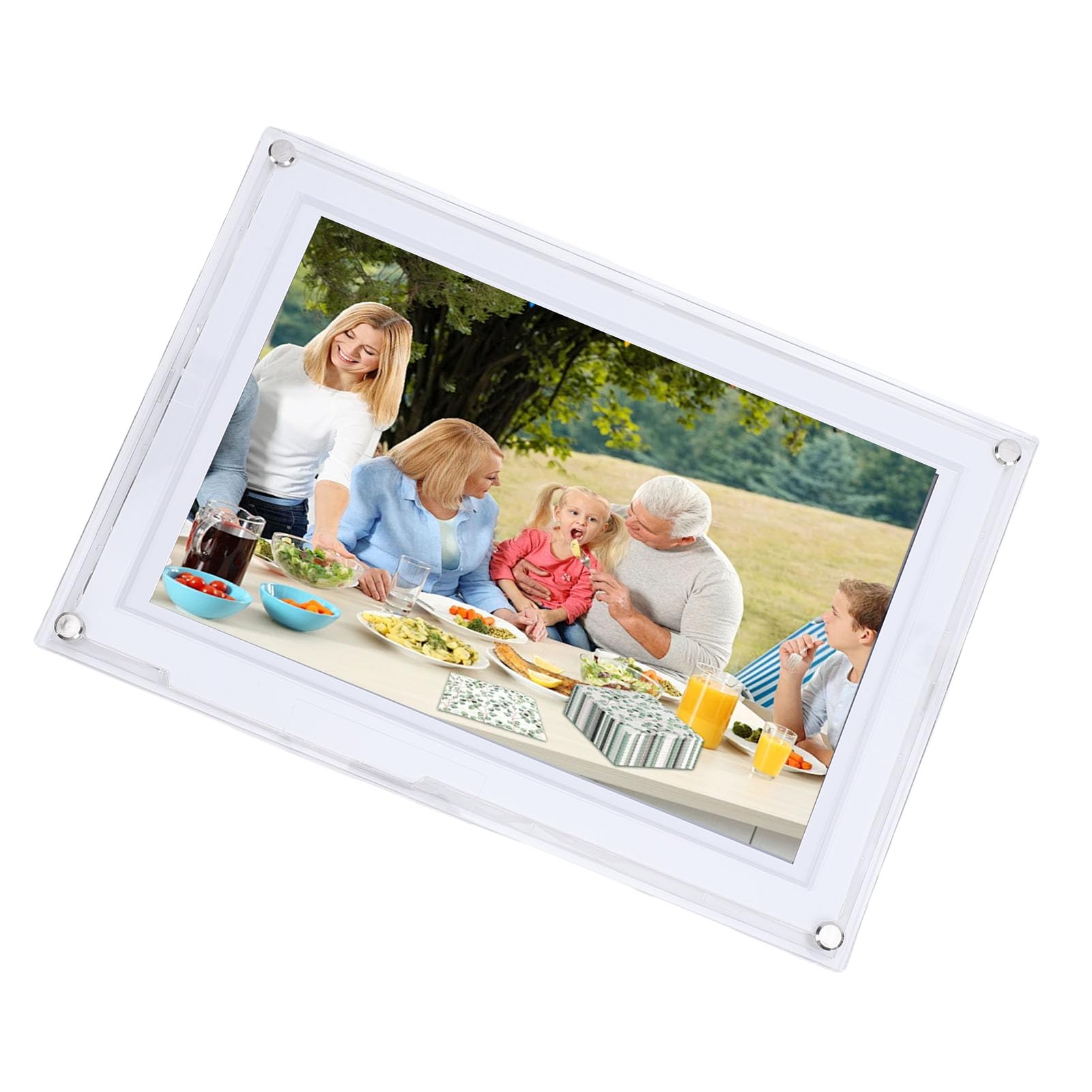Sonew La Cornice Digitale WiFi da 10 Pollici Ruota Automaticamente con Memoria da 32 GB per il Display HD dell'app VPHOTO (WHITE)
